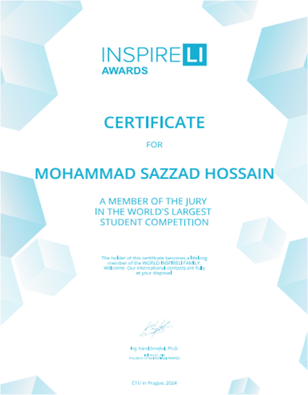 Associate prof. Md Sazzad Hossain of Architecture Department, MIST has been declared as the member of the International Jury Panel